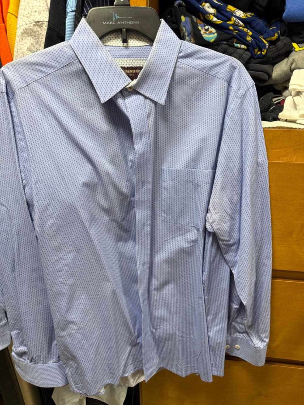 Johnston & Murphy Light Blue Micro-Pattern Dress Shirt - Long Sleeve